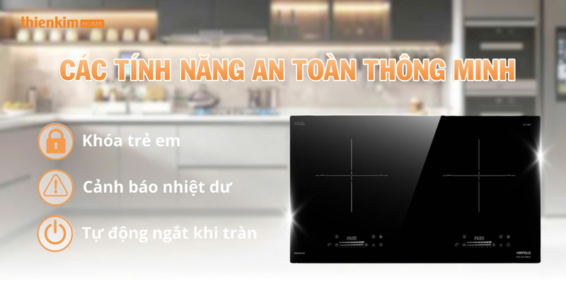Bếp từ Hafele 533.09.989 tích hợp nhiều tính năng bảo vệ thông minh